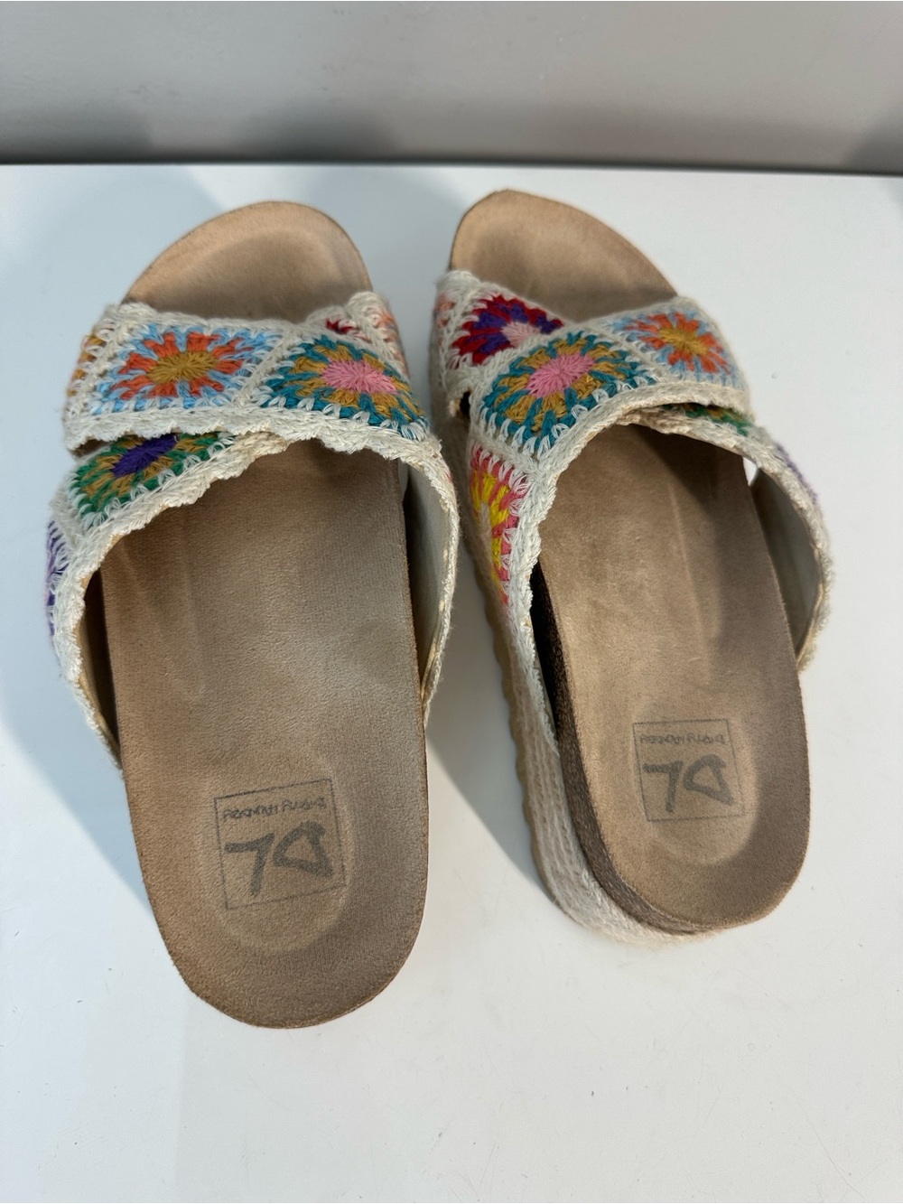 Dirty Laundry Plays Floral Crochet Platform Cork Platform Espadrilles Size 6 - Picture 8 of 14
